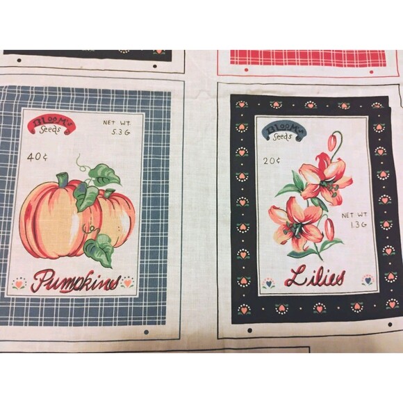 5/$25 Vintage Wamsutta Decorative Basket And Seed Packets Cotton Craft Panel NOS - Picture 6 of 10